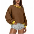 thumbnail image 1 of biudgviw Cropped Sweatshirt for Women Oversized Crew Neck Tunic Pullover Tops Loose Casual Long Sleeve Drop Shoulder Tops Fall Outfits, 1 of 5