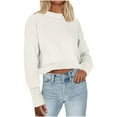 thumbnail image 1 of biudgviw Cropped Sweatshirts for Women Crew Neck Fleece Lined Pullover Long Sleeve Cute Crop Tops Going out Fall Clothes, 1 of 6