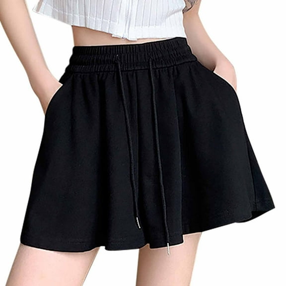 biudgviw Culottes Shorts for Women Boho Flowy Drawstring Wide Leg Summer Beach Lounge Shorts High Ealstic Waisted Athletic Bermuda Shorts