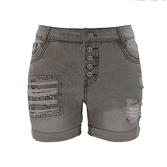 biudgviw Denim Shorts for Women Mid-Low Rise Ripped Stretch Plus Size Short Jeans Rolled Hem Summer Lounge Bermuda Shorts with Pockets