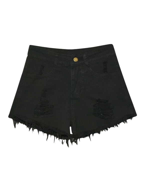 Denim Shorts for Women Plus Size Ripped Jeans High Waisted Distressed Hot Summer Shorts with Pockets