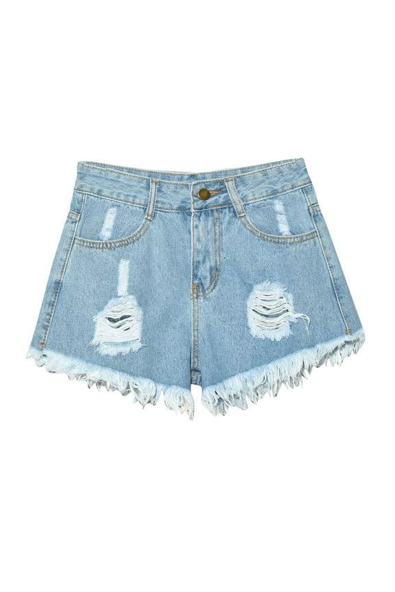 Denim Shorts for Women Plus Size Ripped Jeans High Waisted Distressed Hot Summer Shorts with Pockets