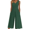 thumbnail image 1 of biudgviw Derss Jumpsuits for Women V Neck Sleeveless Tank Top Rompers One Piece Wide Leg Pants with Pockets Summer Work Outfits, 1 of 5