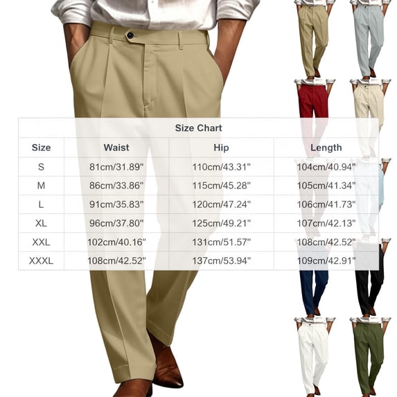 biudgviw Dress Pants for Men Straight Leg Casual Work Trousers Button Waist Pleated Suit Pants with Pockets for Business Office(Army Green,Large)