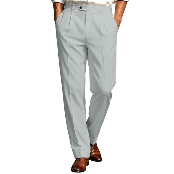 biudgviw Dress Pants for Men Straight Leg Casual Work Trousers Button Waist Pleated Suit Pants with Pockets for Business Office(Gray,3X-Large)