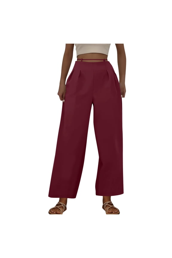 Dress Pants for Women High Waisted Wide Leg Palazzo Pants with Pockets for Work Business Casual Pants Pull on Regular Slacks