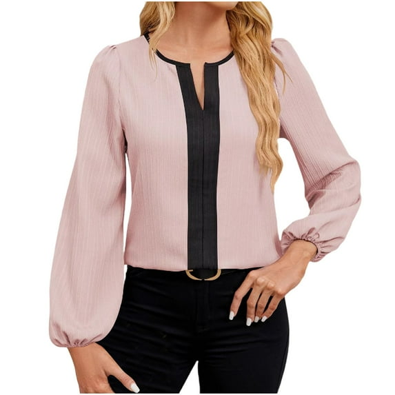 biudgviw Dressy Tops for Women V Neck Long Sleeve Business Casual Shirts Loose Fit Work Office Elegant Tunic Blouses