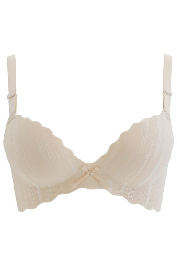 Everyday Bras for Women Comfort Cute Front Bow Knot Liftup Bralettes Seamless Scalloped Adjustable Strap Bras