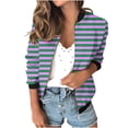 thumbnail image 1 of biudgviw Fall Jackets for Women Trendy Long Sleeve Striped Printed Zipped up Tops Fashion Crewneck Hooded Outwear, 1 of 7
