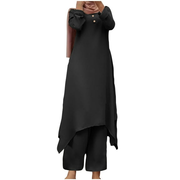biudgviw Fall Outfits for Women Casual Buttons Long Sleeve Plain Long Shirts Comfy Straight Wide Leg Pants Lounge Sets