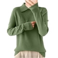 thumbnail image 1 of biudgviw Fall Sweater for Women Long Sleeve Loose Fit Dressy Pullovers Shirts Turndown Collar Elegant Blouses for Work Office, 1 of 3