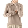 thumbnail image 1 of biudgviw Fall Sweater for Women Long Sleeve Loose Fit Dressy Pullovers Shirts Turndown Collar Elegant Blouses for Work Office, 1 of 3