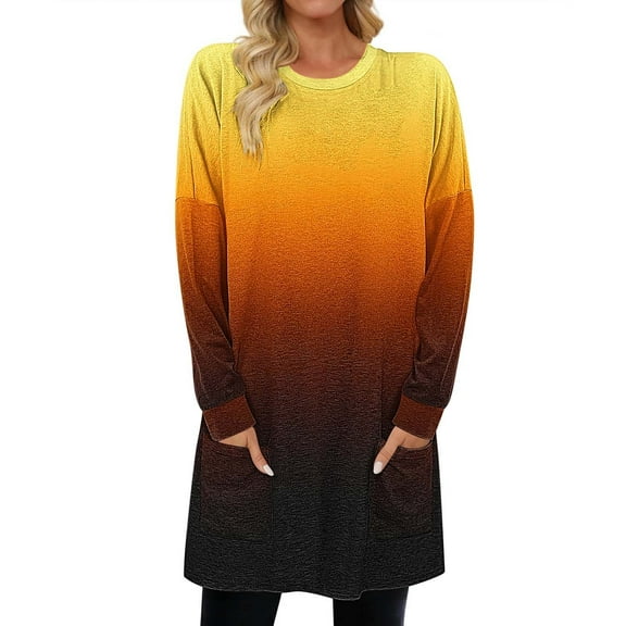 biudgviw Fall Sweatshirt for Women Fashion Crewneck Printed Oversized Tops Soft Casual Long Sleeve Pullover Tops with Pockets