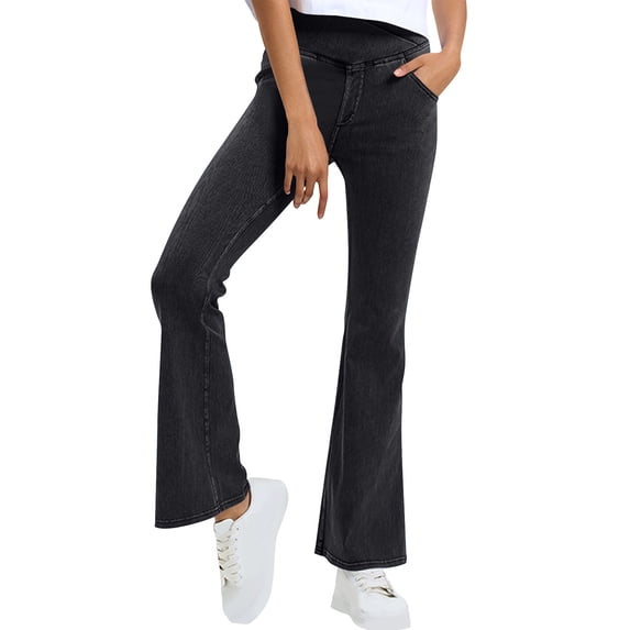 biudgviw Flare Jeans for Women High Waisted Work Office Denim Pants Stretch Workout Yoga Bell Bottom Leggings Casual Bottoms Jeans