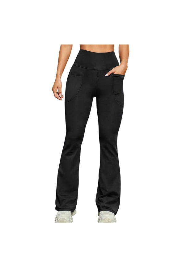 Flare Leggings for Women with Pockets Stretchy High Waisted Bootcut Yoga Pants Casual Butt Lifting Gym Workout Pants
