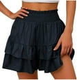 thumbnail image 1 of biudgviw Flowy Shorts for Women Smocked High Waisted Golf Tennis Shorts Ruffle Layered Boho Summer Beach Vacation Shorts, 1 of 6
