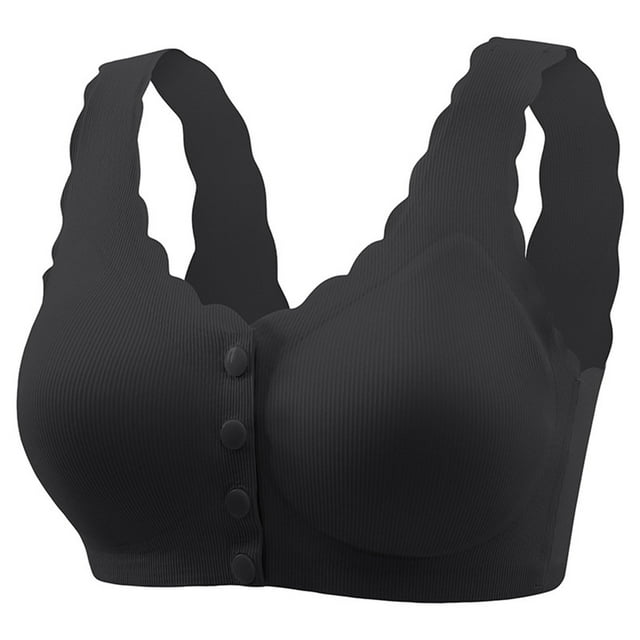 biudgviw Front Closure Bras for Women Wireless Soft Scalloped Push up Bras Convenient Full Coverage Plus Size Bralettes