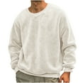 thumbnail image 1 of biudgviw Fuzzy Sweatshirt for Men Warm Casual Long Sleeve Pullover Sweatshirt Loose Crewneck Solid Color Basic Shirts, 1 of 4