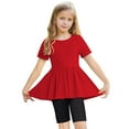 thumbnail image 1 of biudgviw Girls 2 Piece Summer Outfits Children Short Sleeve Peplum Babydoll Top with Yoga Shorts Suit Casual Clothing Set, 1 of 7