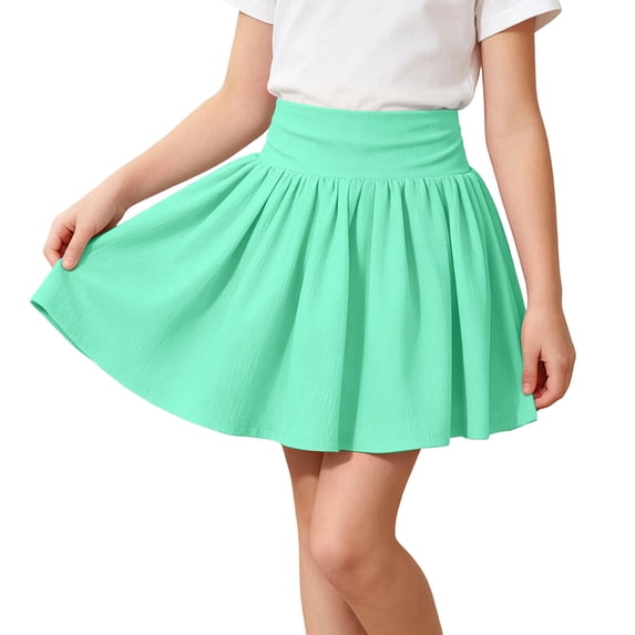 biudgviw Girls' Athletic Skorts Children High Waisted Tennis Golf Skirts with Shorts Comfy Ribbed Knit Casual Flowy Shorts