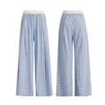 thumbnail image 1 of biudgviw Girls' Plaid Wide Leg Pants Comfy Elastic Waist Casual Pants Toddler Baby Loose Fit Long Trousers Kids Fall Clothes(Blue,1-2 Years), 1 of 4