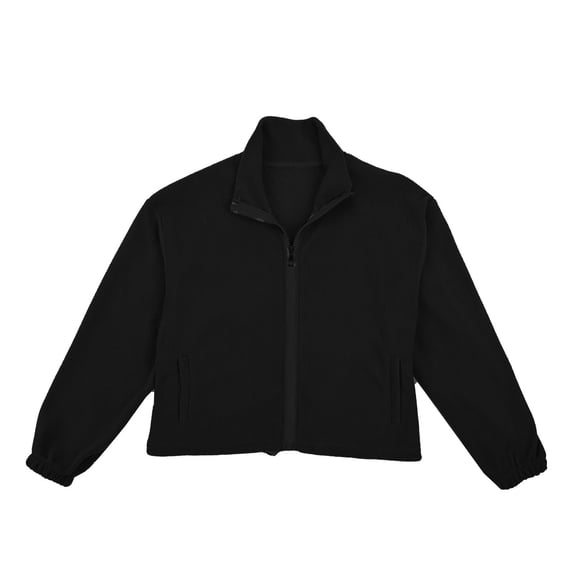 biudgviw Girls Zip Up Jacket Kids Fleece Warm Long Sleeve Crop Tops Comfy Soft Casual Outwear Coat with Pockets Winter Clothing