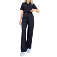 thumbnail image 1 of biudgviw Going out Sets for Women Fashion Crop Short Sleeve Lapel Buttons Jackets Loose Straight Leg Pants Trendy Outfits, 1 of 6
