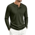 thumbnail image 1 of biudgviw Henley Shirts for Men Long Sleeve Ribbed Knit Button T-Shirt Casual Stylish Loose Fit Tops Fall Clothes Comfy Undershirts(Army Green,Small), 1 of 5