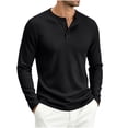 thumbnail image 1 of biudgviw Henley Shirts for Men Long Sleeve Ribbed Knit Button T-Shirt Casual Stylish Loose Fit Tops Fall Clothes Comfy Undershirts(Black,3X-Large), 1 of 5