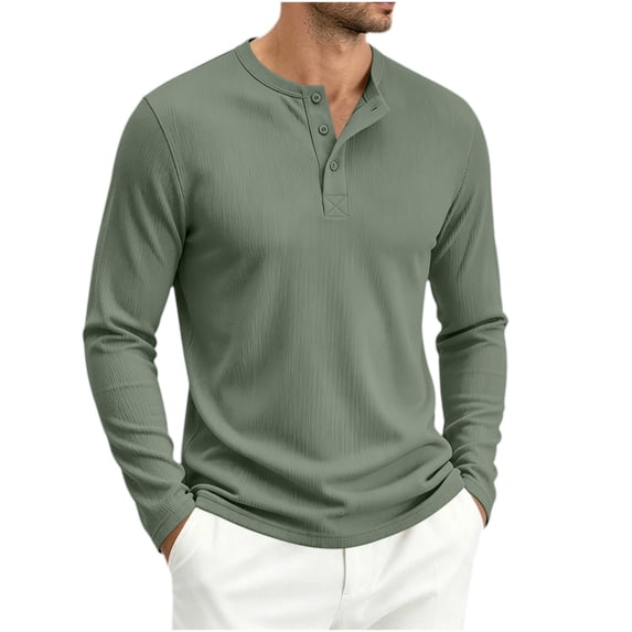 biudgviw Henley Shirts for Men Long Sleeve Ribbed Knit Button T-Shirt Casual Stylish Loose Fit Tops Fall Clothes Comfy Undershirts(Bronze,X-Large)