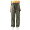 thumbnail image 1 of biudgviw Hiking Pants for Women Elastic Waist Drawstring Quick Dry Outdoor Cargo Pants Casual Workout Sports Pants with Zipper Pockets, 1 of 6