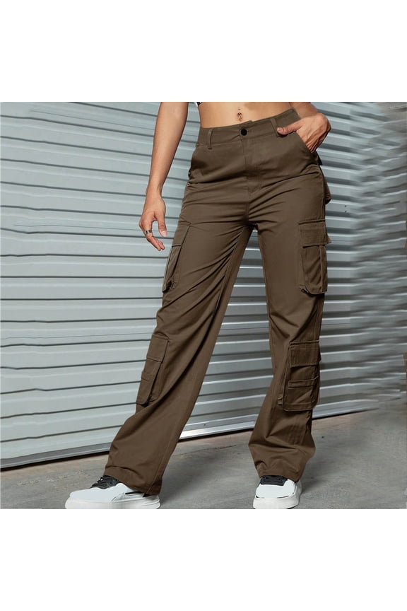 Hiking Pants for Women Fall Baggy Elastic Waist Athletic Pants Workout Wide Leg Outdoor Climbing Trousers with Pockets