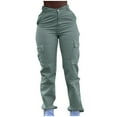thumbnail image 1 of biudgviw Hiking Pants for Women Fasll Fashion Stretchy High Waisted Jeans Outdoor Lounge Denim Cargo Pants with Pockets, 1 of 6