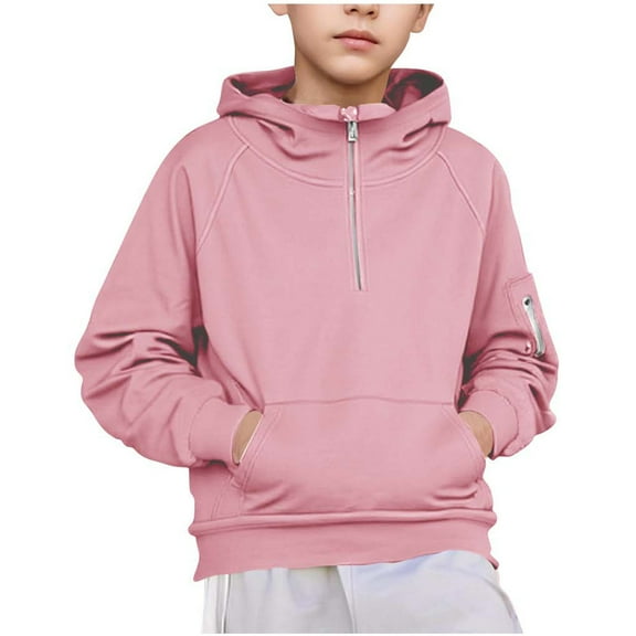 biudgviw Hoodie for Boys Girls Half Zip Long Sleeve Sweatshirts Comfy Soft Hooded Cute Tops with Pocket Winter Clothes