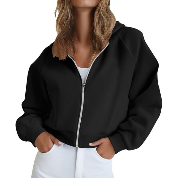 biudgviw Hoodies for Women Zip up Cropped Sweatshirts Casual Comfy Gym Jackets Looose Fit Fall Outfits Winter Clothes