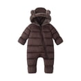 thumbnail image 1 of biudgviw Infant Toddler Snowsuit Unisex Baby Long Sleeve Zipper Jumpsuit Warm Fleece Footies Hooded Rompers Winter Clothes(Brown,9-12 Months), 1 of 7