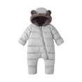 thumbnail image 1 of biudgviw Infant Toddler Snowsuit Unisex Baby Long Sleeve Zipper Jumpsuit Warm Fleece Footies Hooded Rompers Winter Clothes(Gray,12-18 Months), 1 of 5