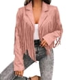 thumbnail image 1 of biudgviw Jackets for Women Casual Lapel Collar Western Blazer Vintage Long Sleeve Fringe Cropped Jacket Party Outfits, 1 of 5