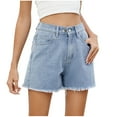 thumbnail image 1 of biudgviw Jean Shorts for Womens Adjustable Button High Waist Casual Denim Shorts Baggy Trendy Jeans with Pocket, 1 of 7