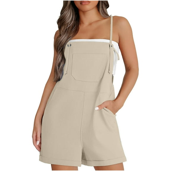 biudgviw Jumpsuits for Women Adjustable Spaghetti Strap Sleeveless One Piece Rompers Solid Color Bib Shortalls Summer Outfits