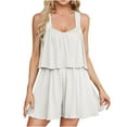 thumbnail image 1 of biudgviw Jumpsuits for Women Ruffle Square Neck Strap Tank Top Rompers Elegant One Piece Flowy Summer BBeach Vacation Outfits, 1 of 6