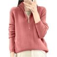 thumbnail image 1 of biudgviw Knit Sweaters for Women Half Zip Stand Collar Pullover Sweater Long Sleeve Casual Fall Tops Winter Clothes, 1 of 3