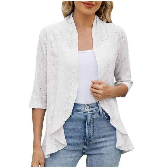 biudgviw Lightweight Cardigans for Women Flowy 3/4 Sleeve Open Front Cardigan Tops Draped Boho Fall Clothes Outerwear