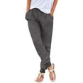 thumbnail image 1 of biudgviw Linen Pants for Women High Waist Cinch Bottom Lounge Pants Fall Solid Color Casual Trousers with Pockets, 1 of 6