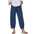 thumbnail image 1 of biudgviw Linen Pants for Women Summer High Waisted Petal Wide Leg Capri Pants with Pockets Casual Beach Vacation Trousers, 1 of 7