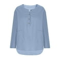 thumbnail image 1 of biudgviw Linen Shirts for Women Lightweight Button Crew Neck Blouses Casual Long Sleeve Tops Fall Trendy Outfits with Front Pockets, 1 of 4