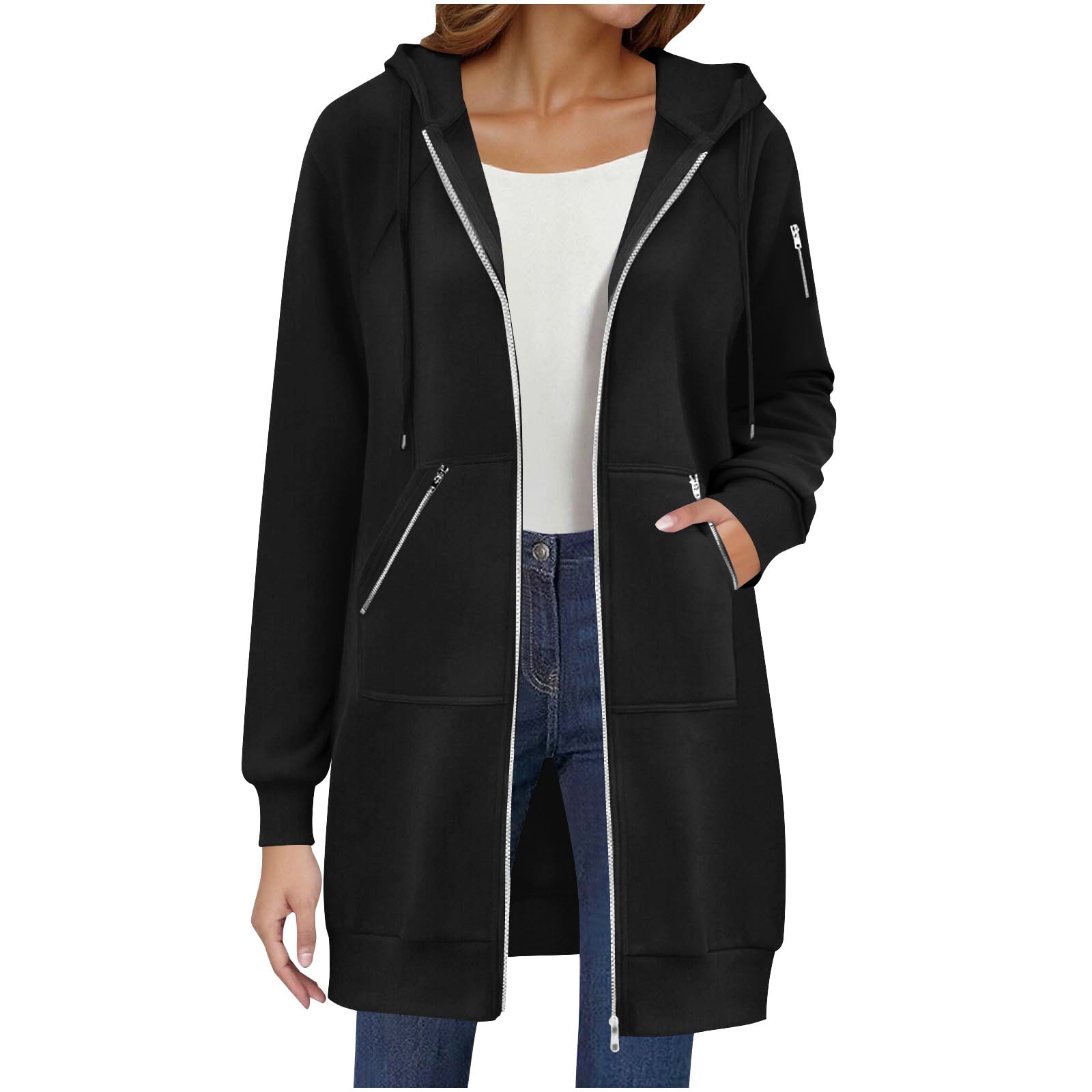 Printed Casual Loose Long Sleeve Hooded Jacket For Women main image 1