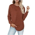 thumbnail image 1 of biudgviw Long Sleeve Shirts for Women Crew Neck Ribbed Knit Pullover Sweaters Casual Comfy Loose Fit Tunic Tops for Fall Winter Clothes, 1 of 4
