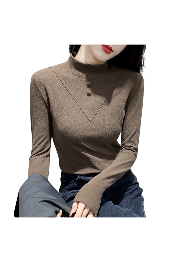 Long Sleeve Shirts for Women Fall Winter Lightweight Warm Base Layer Casual Comfy Turtleneck Slim Fit Underwear Tops