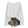 thumbnail image 1 of biudgviw Long Sleeve Shirts for Women Oversized Crew Neck Casual Tunic Tops Lightweight Loose Fit Basic Tees Classic Outfits, 1 of 7